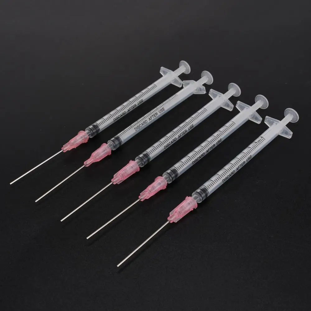 5 set Blunt Tip Syringe 1ml Glue Stainless Steel Dispense Needles & Needle 18 Gauge 1.5" w/Caps | Инструменты