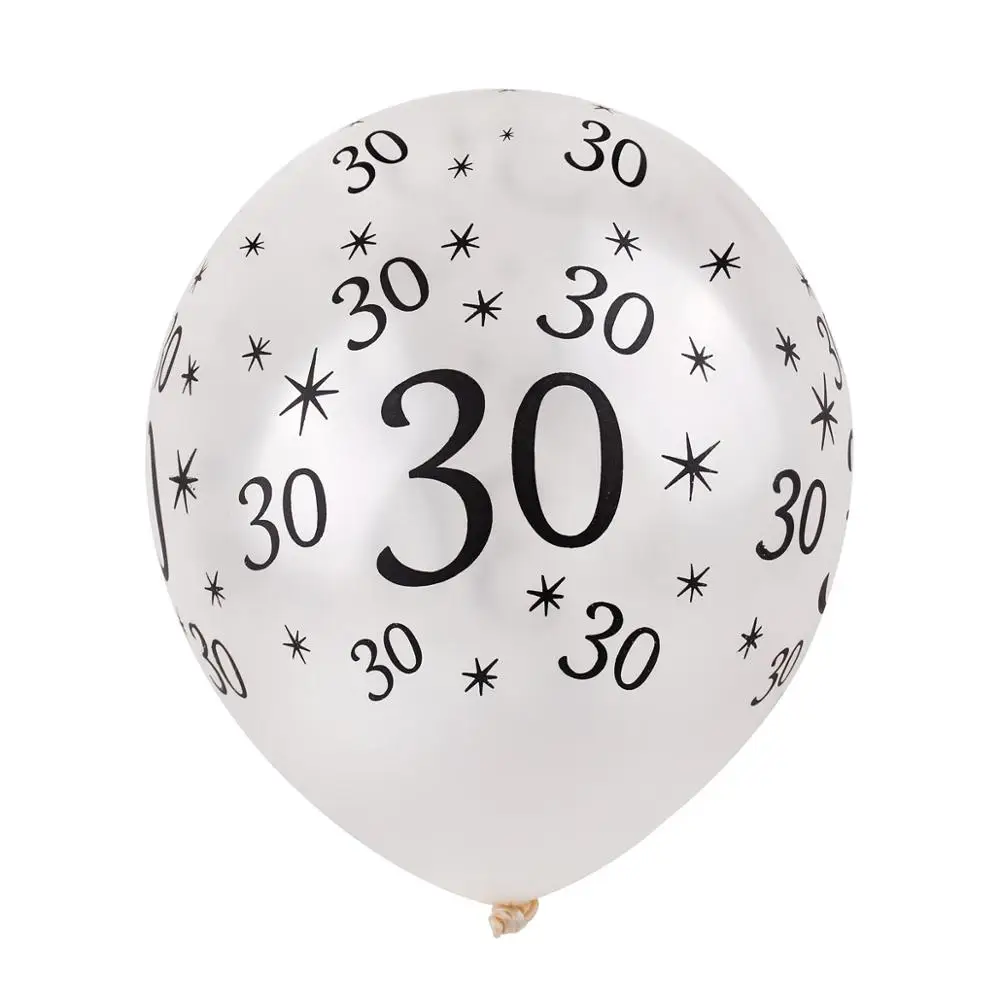 White 30 10pcs 12inch Happy Birthday Balloon 30 40 50 60 Anniversary Latex Balloons Wedding Anniversary Decor Birthday Supplies - Цвет: White 30