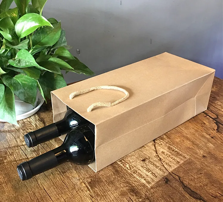 Пакет для красного вина 100 шт./лот Бесплатная печать логотипа крафт цветная