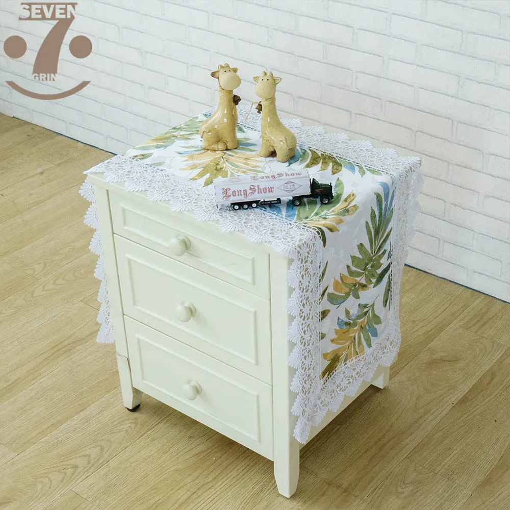 Классическая декоративная скатерть с цветочным принтом зеленых листьев Eupean в