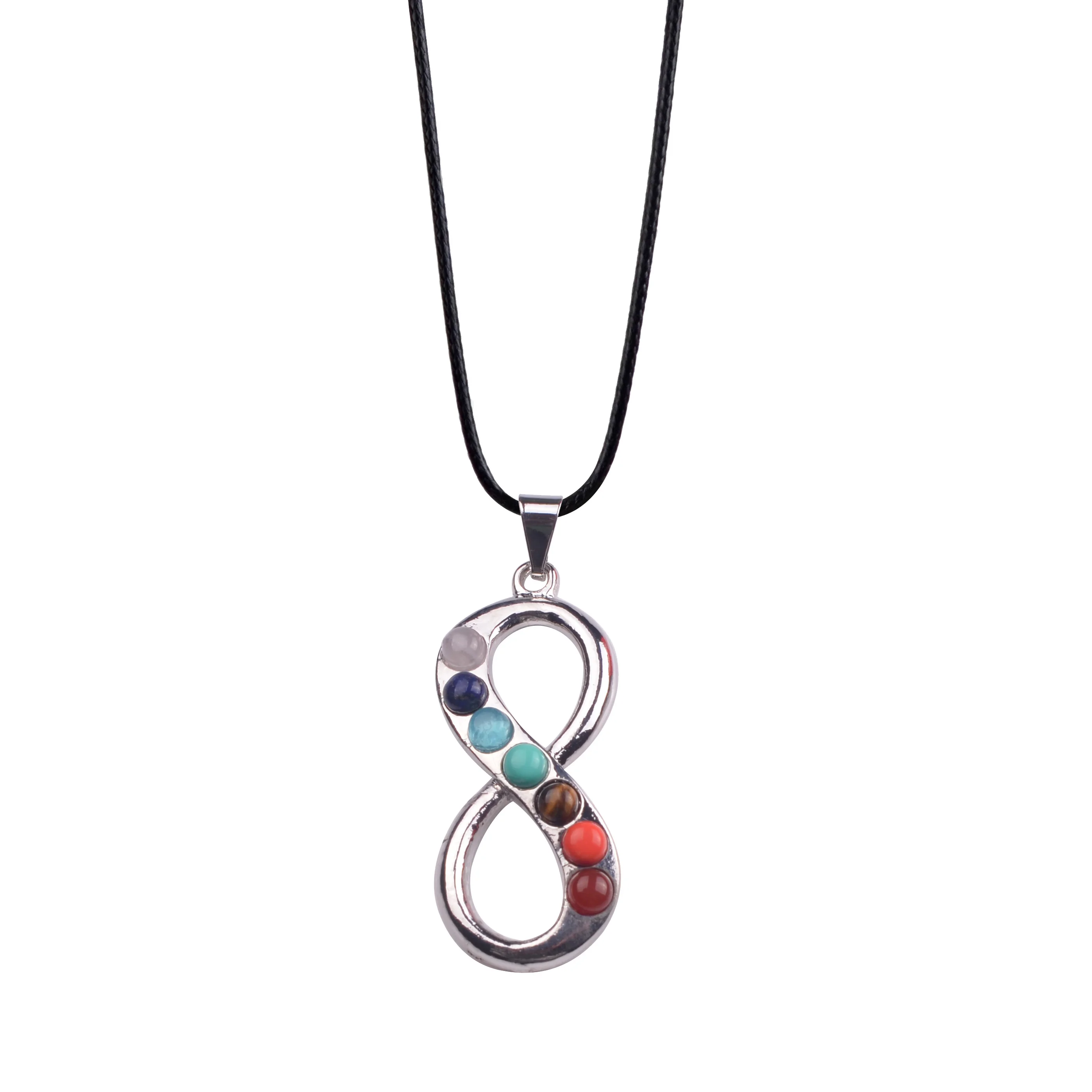 color 14 SEVENSTONE натуральный 7 чакра камень Йога Бохо прибытие цветок жизни Подвески символ рейки здоровье подвеска, амулет, ожерелье ювелирные изделия - Окраска металла: color 14