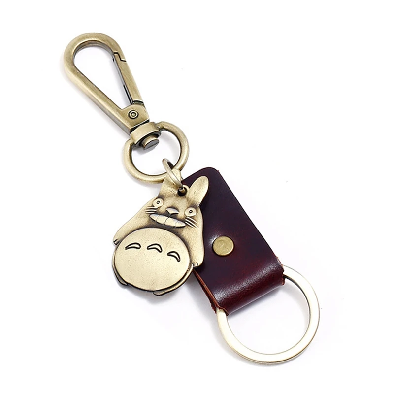 3.3*3.2CM Cute Totoro Key Chains Women Cowhide Leather Keyring Car Bag Pendant My Neighbor Keychain Japan Cartoon Jewelry | Украшения и