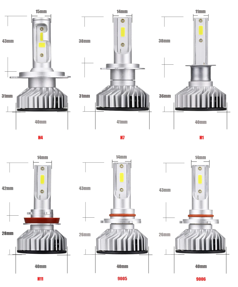 Nlpearl 2x мини Canbus H4 светодиодный головной светильник лампы H7 светодиодный H1 H3 H11 9005 HB3 9006 HB4 4300K 6000k 8000K 10000LM/пара Свет автомобиля COB