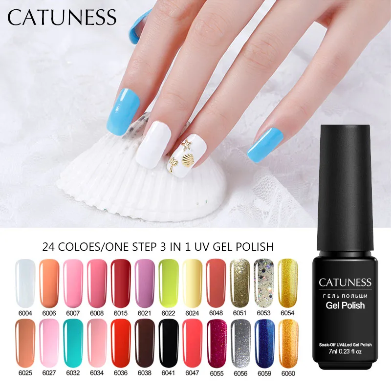 Catuness 7 мл один шаг Лаки для ногтей гель 3 в 1 uv led soak off длительный Дизайн без База |