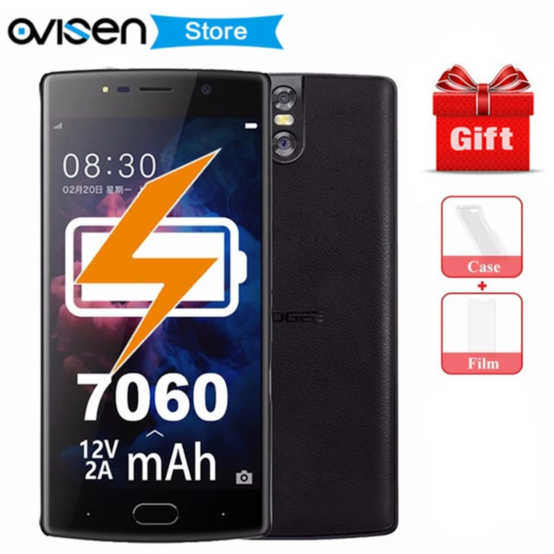 DOOGEE BL7000 5," смартфон с отпечатком пальца, Android 7,0, четыре ядра, 4 Гб+ 64 ГБ, двойная камера 13 МП, 7060 мА/ч, 12 В, 2 А, быстрая зарядка телефона