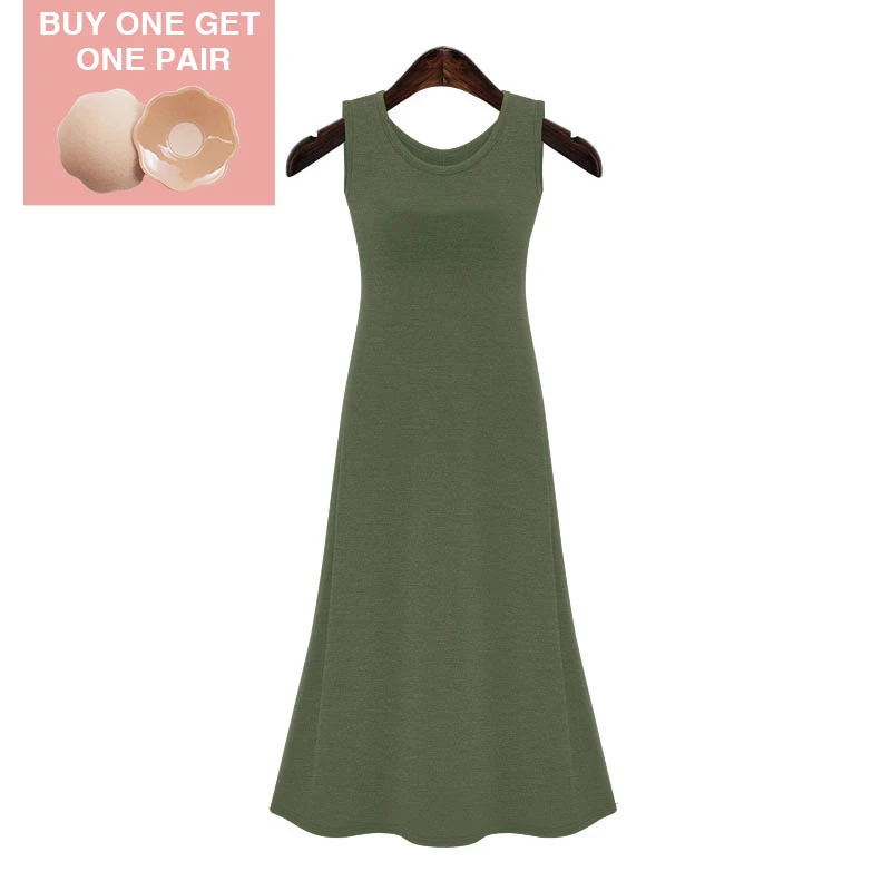 Летнее платье с круглым вырезом женское однотонное Повседневное средней длины