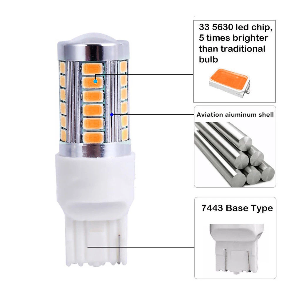 4 шт./компл. T20 7443 5630 33SMD Автомобильный светодиодный стоп сигнал фонарь заднего
