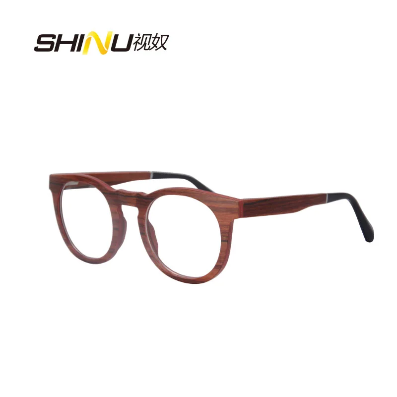 

SHINU High Quality Round Vintage Wood Glasses Frame Myopia Eyeglasses Wooden Eyeglass Frame Prescription Glasses Frame SH73010