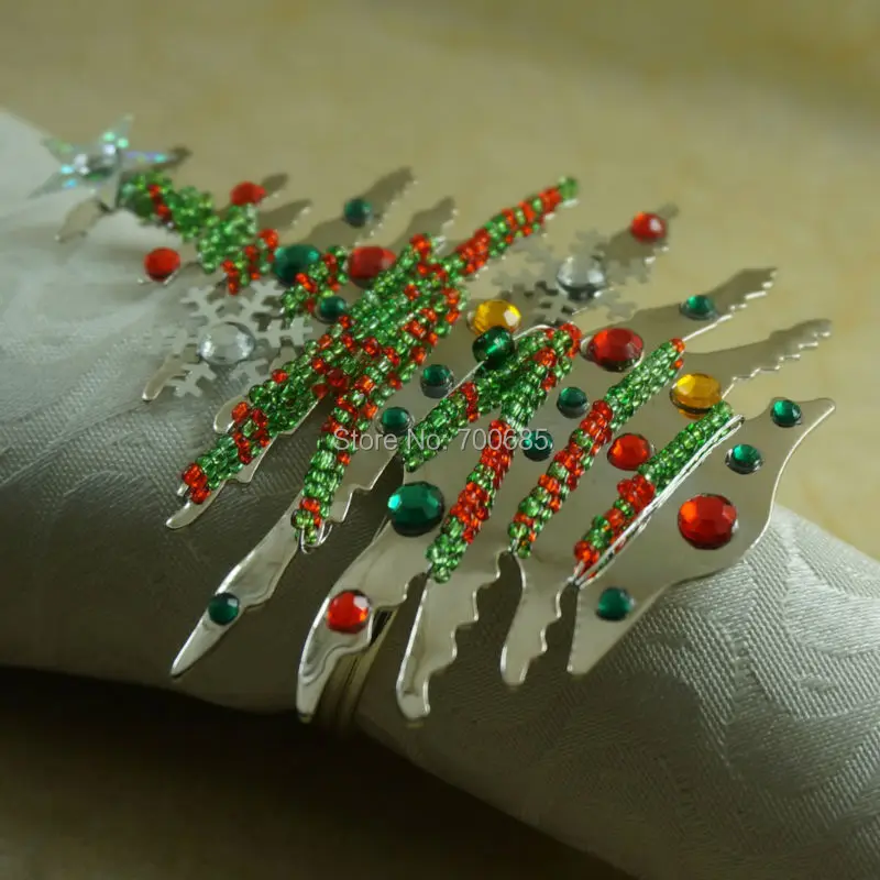 Рождественская елка Золотое кольцо для салфеток держатель с кристаллами|ring