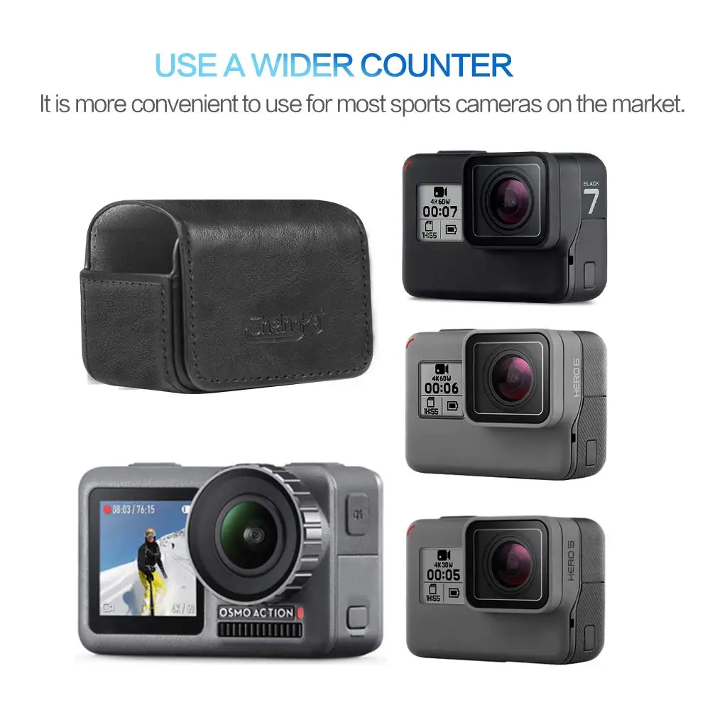 Action Camera Protective Leather case Portable Storage Bag PU Cover Housing Carrying Case for DJI Osmo gopro hero 4 5 6 7 | Электроника