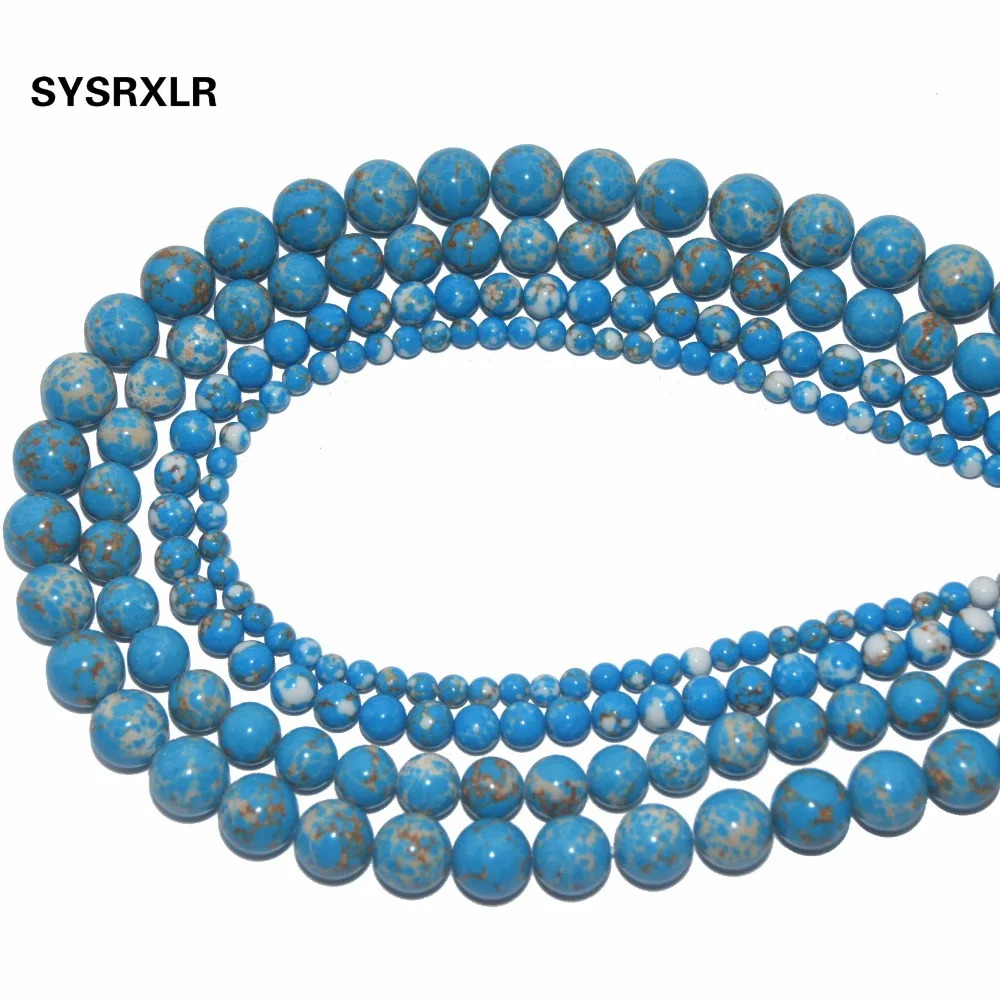 

Wholesale Lake Blue Imperial Turquoises Synthetic Stone Round Beads For Jewelry Making DIY Bracelet Necklace 4/6/8/10 MM Strand