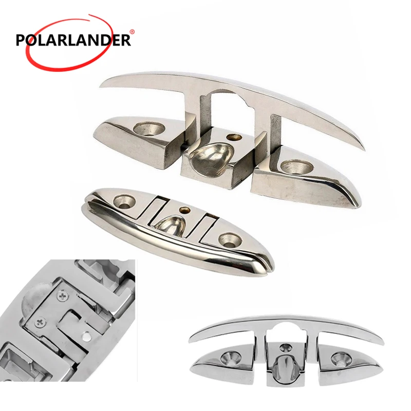 

6'' Base Hardware Stud Mount Folding Cleat Boat Flip Up Stainless Steel Marine