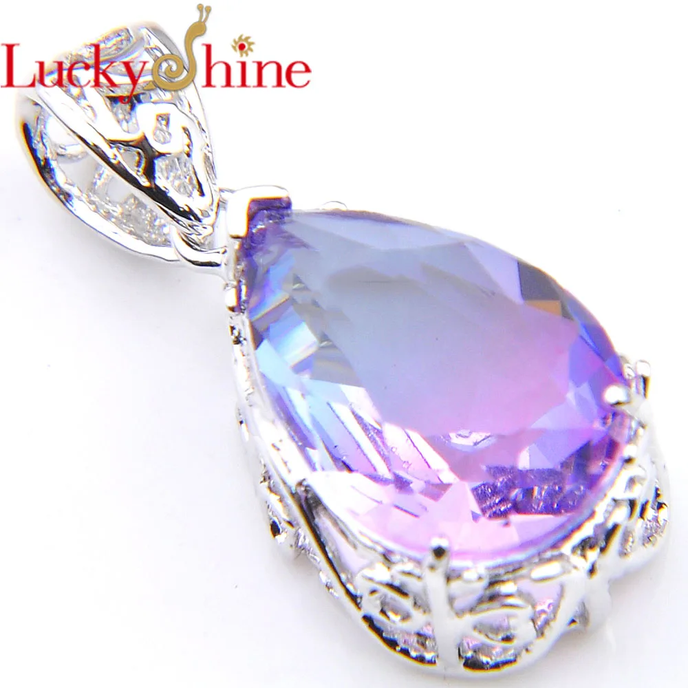 Luckyshine женское ожерелье с подвеской градиентным BI COLORED турмалиновым кристаллом и