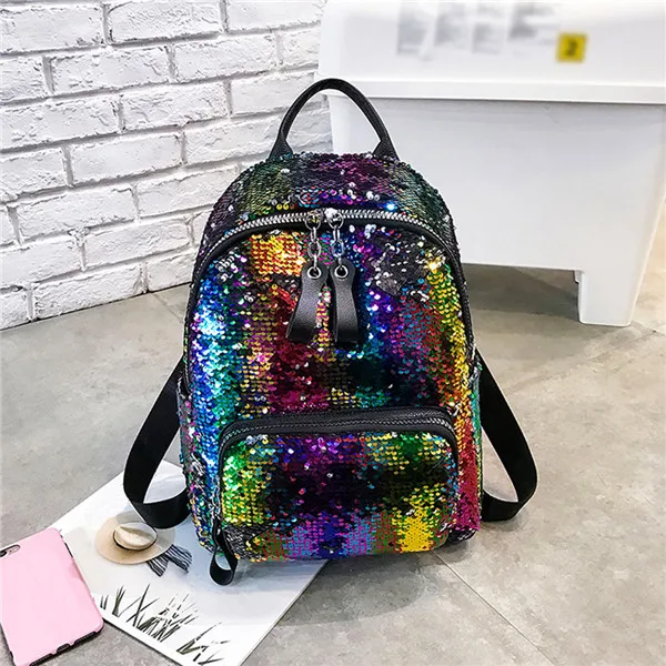 B Maison Fabre Backpack Women Sequin Hit Color School Bag Backpack Student Satchel Travel Bag Backpack Mochila de dama - Цвет: B
