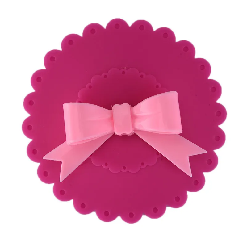 hot pink Симпатичные Многоразовые крышки чашки с бантом Силиконовые Анти-пыль крышка чаши теплоизоляция чашки уплотнения стеклянные кружки с крышкой посуда для напитков запчасти - Цвет: hot pink