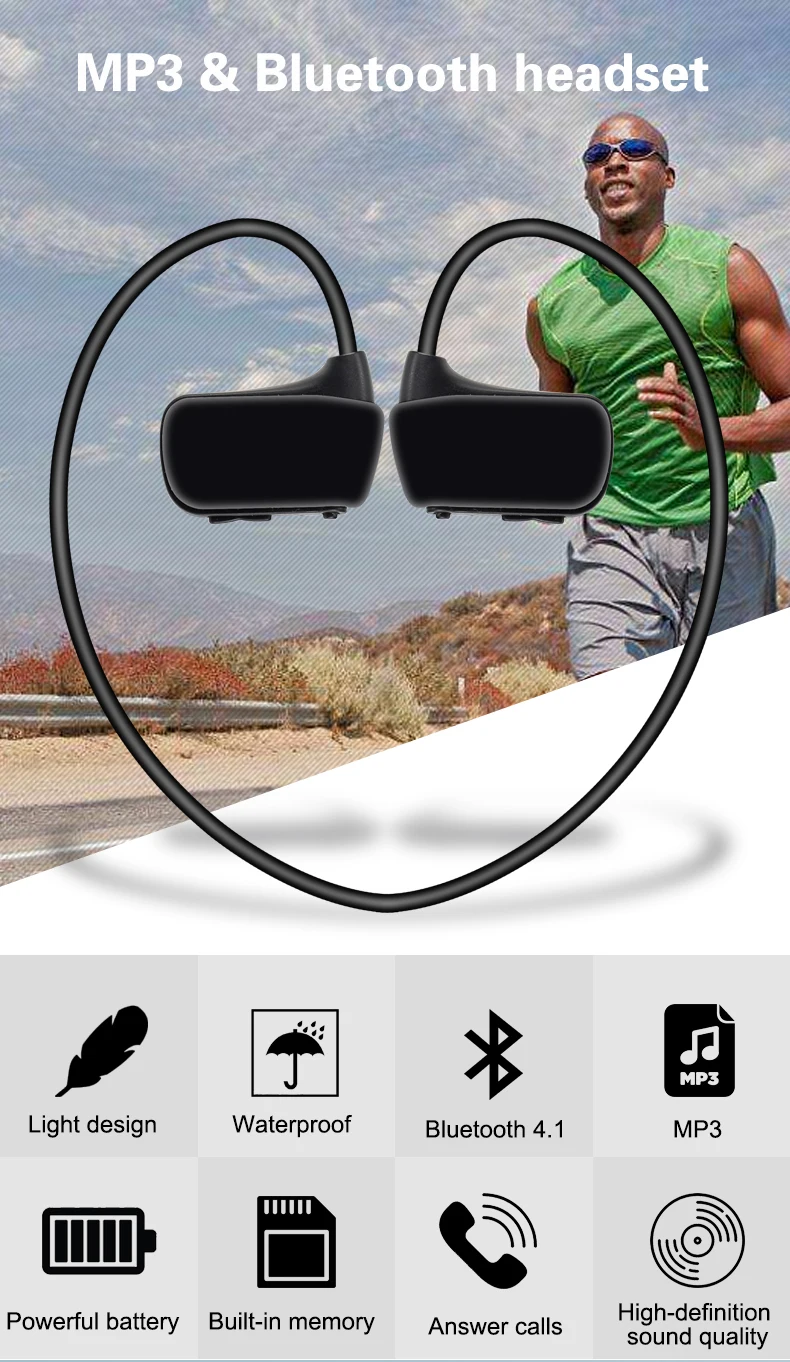 Escytegr MP3 плеер Беспроводные спортивные наушники для улицы Bluetooth 4,1 Наушники MP3 гарнитура наушники с микрофоном для мобильного телефона