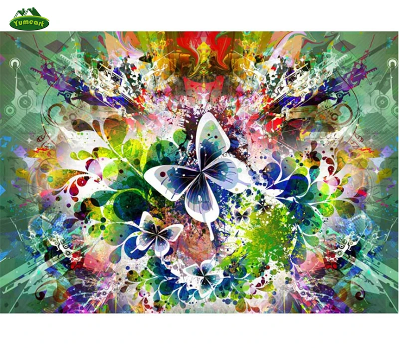 YUMEART Diamond Mosaic Colorful Butterfly Modern Abstract Oil Painting Embroidery Cross Stitch Kits Creative Crafts Puzzle Toys | Дом и сад
