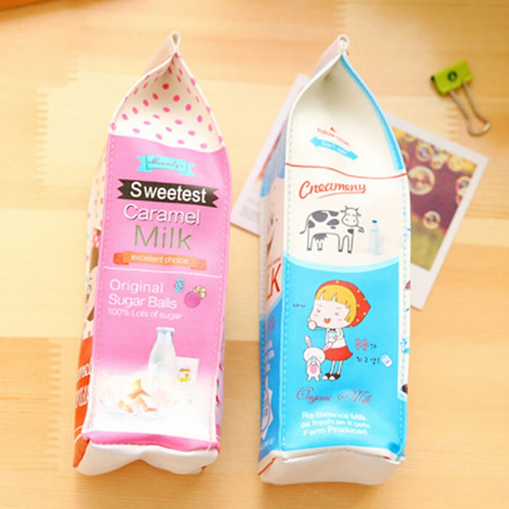 New Arrival Cosmetic Bag Simulation Milk Box PU Leather Makeup Pouch Stationery Storage Organizer Pencil Escolar Papelaria | Багаж и сумки