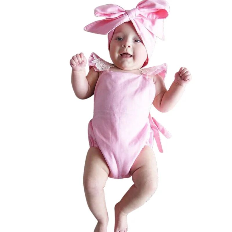 Распродажа детский летний комбинезон для новорожденных розового цвета 70-100 см | - Фото №1