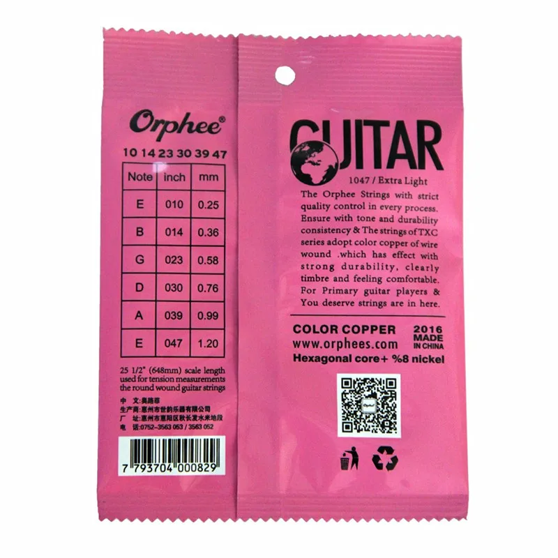 Orphee TX620 C 010 047 акустическая гитарные струны шестиугольная Ядро + 8% Никель цвет меди