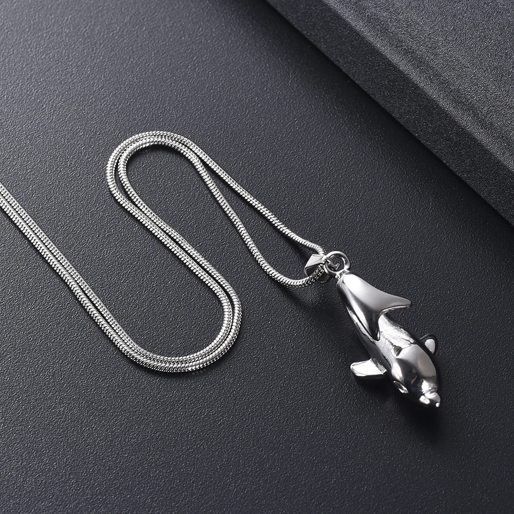 

IJD10928 Cute Dolphin Stainless Steel Memorial Jewellery Hold Pet Funeral Ashes Keepsake Cremation Urn Pendant Necklace