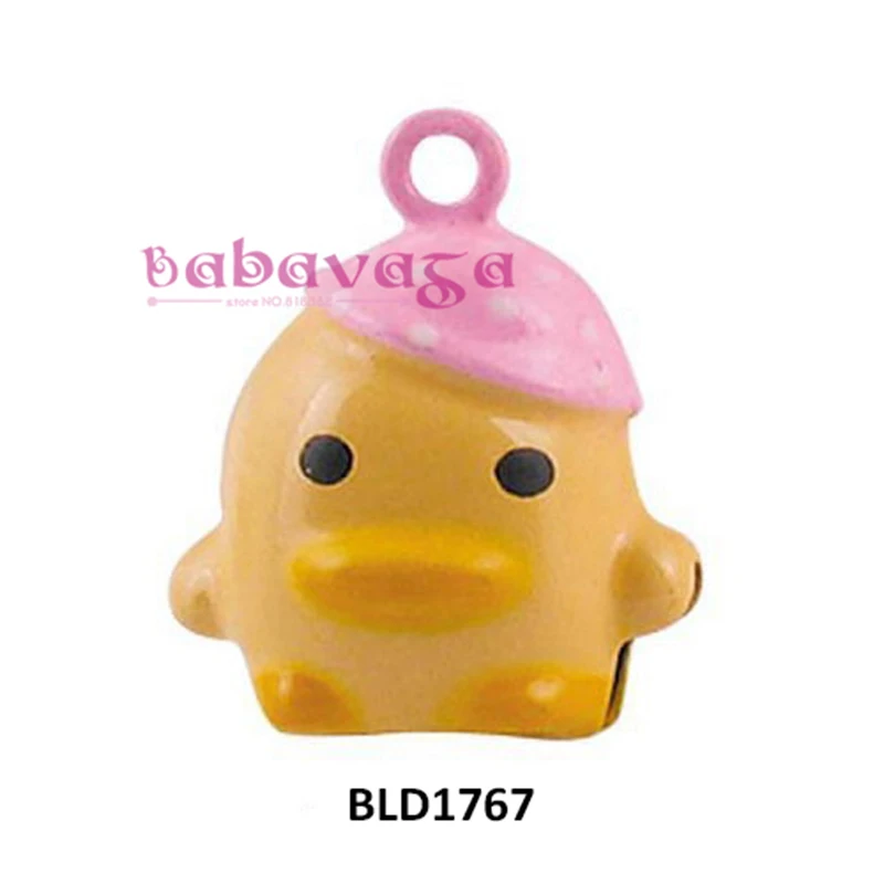 

Cute Pink Cap Mini Duck Jingle Bells Charms Animal Hanging Pendant Pet Necklace Findings