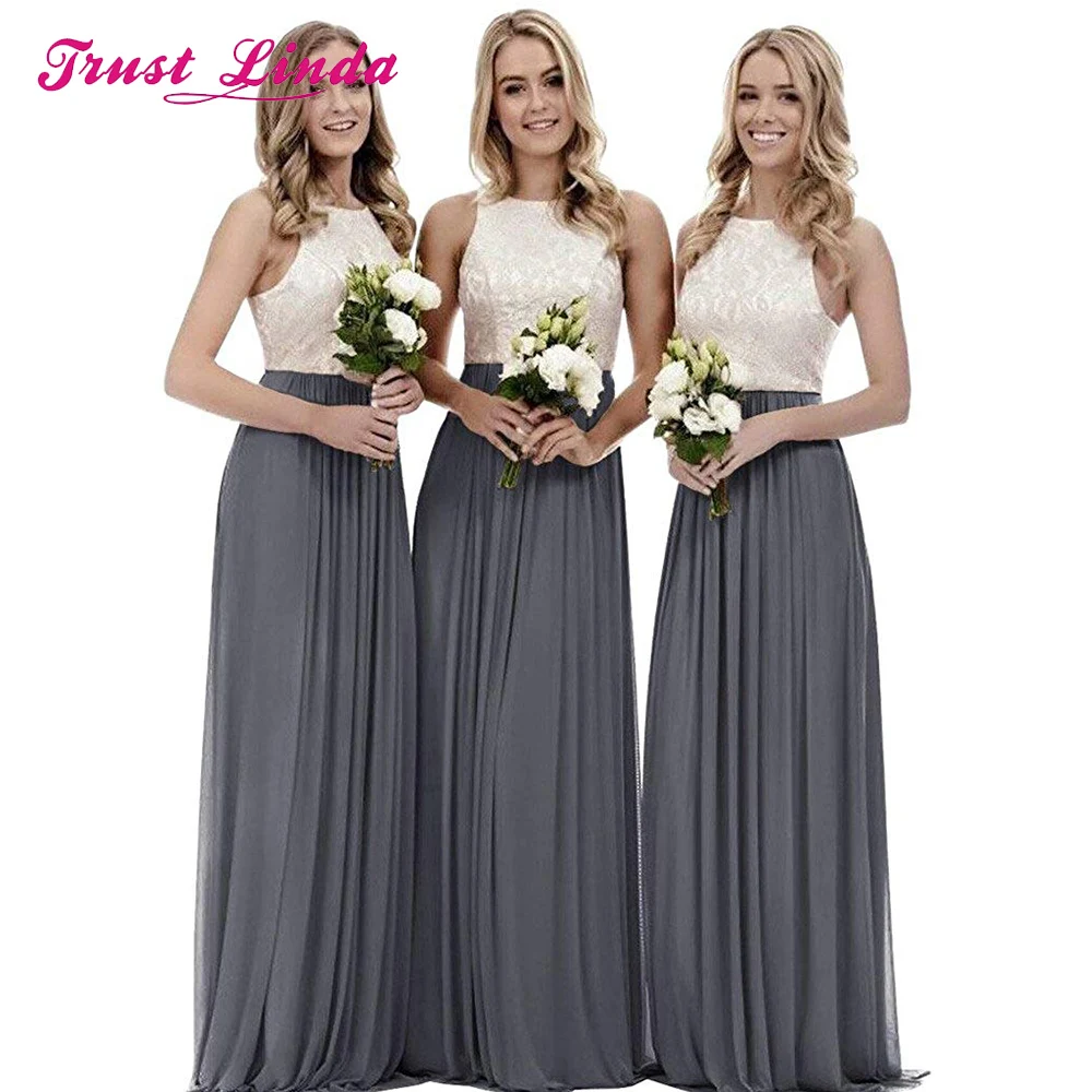 

Sexy Bridesmaid Dress Lace Tops A-line Chiffon Prom Gown for Wedding Party Custom Made