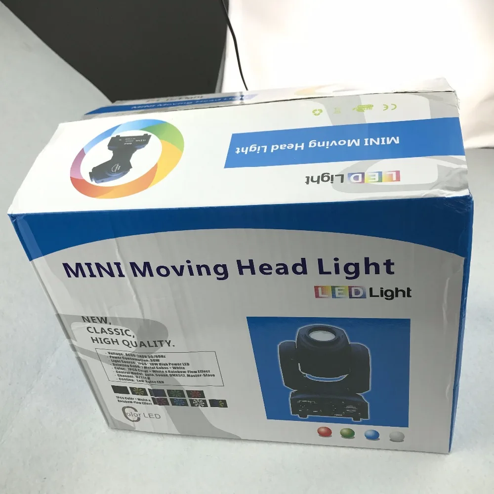 30 Вт RGBW DMX512 мини движущаяся головка гобо светильник; AC90-260V вход