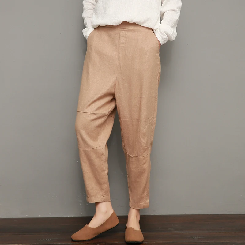 Женские узкие брюки в Корейском стиле с высокой талией однотонные повседневные