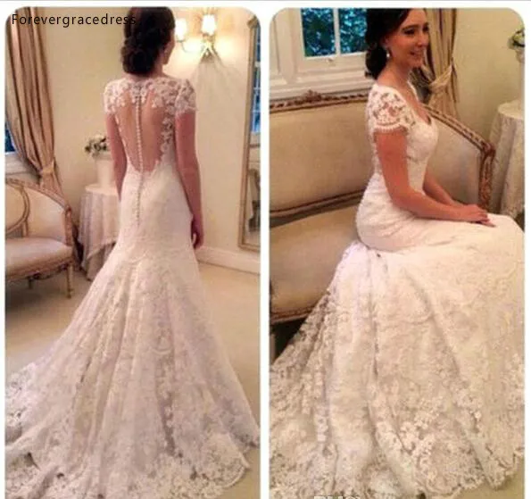 Длинное свадебное платье с юбкой-годе романтичное кружевное невесты садовое