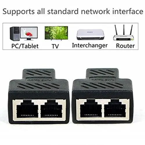 2 шт RJ45 Сплиттер разъемы 1-2 способа Ethernet кабели интерфейс RJ-45 адаптер 8P8C