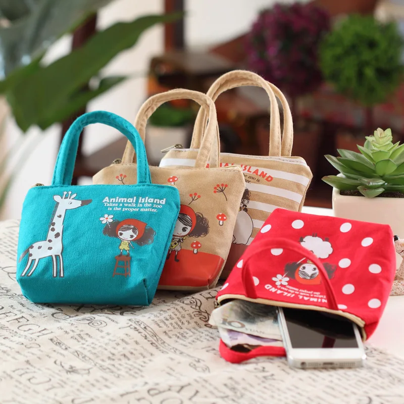 Cute Girls Coin Purse Cartoon Mini Handbag For Children Canvas Bag Headset Bags Women Small Kawaii Wallet Zipper Pocket | Багаж и сумки