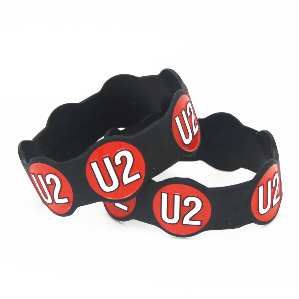 Lukeni 1 шт. Лидер продаж широкий рок-группы U2 Wristband Силикона широкий черный, красный U2 силиконовый браслет& Bangels для подарков SH203