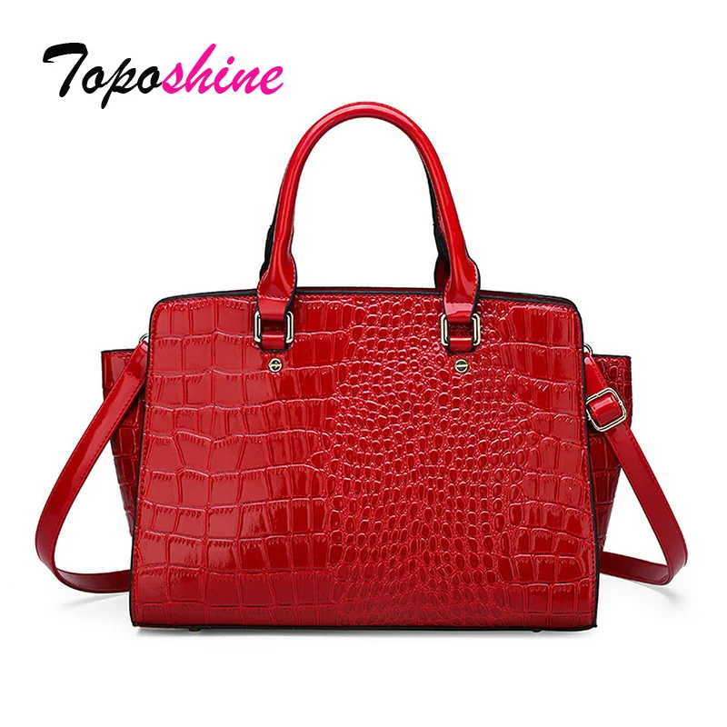 Toposhine Women Handbags Crocodile Pattern Luxury Bags Fashion Lady Shoulder Crossbody Female 2019 Big Tote bags | Багаж и сумки