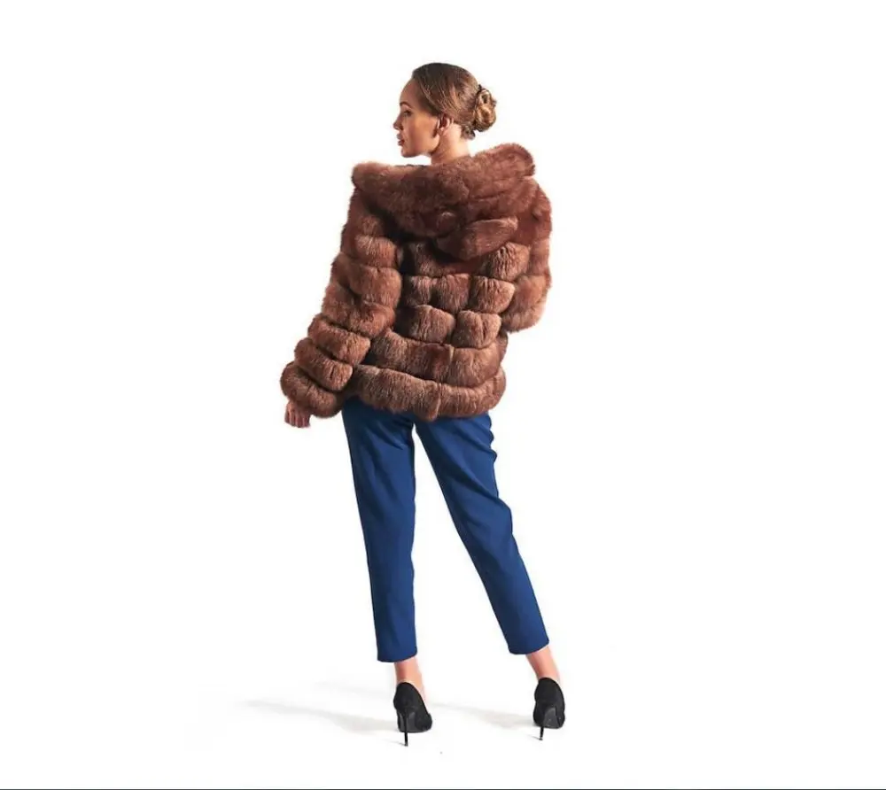 Меховое пальто из искусственной лисы модное женское зимнее теплое в элегантном