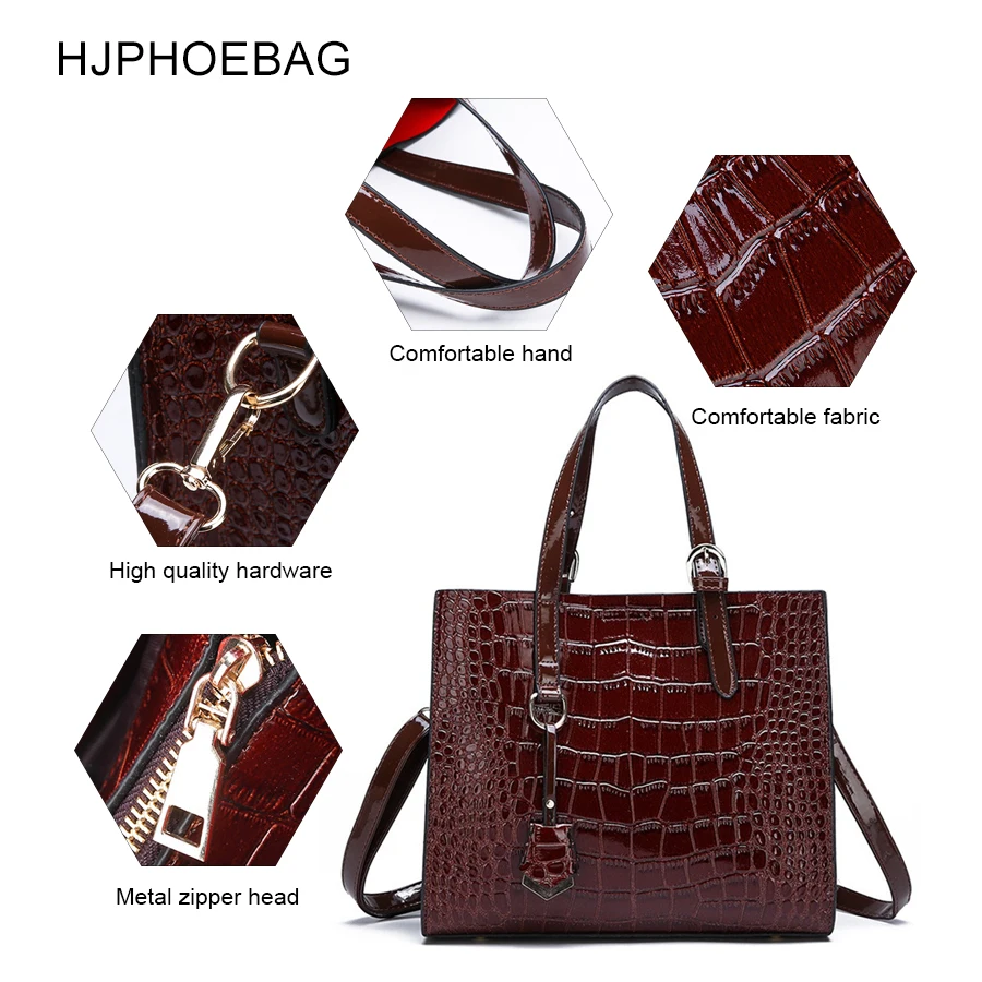 HJPHOEBAG, роскошная женская сумка, модные сумки с верхней ручкой, крокодиловый узор, лакированная кожа, сумки, классическая женская сумка на плечо YC195