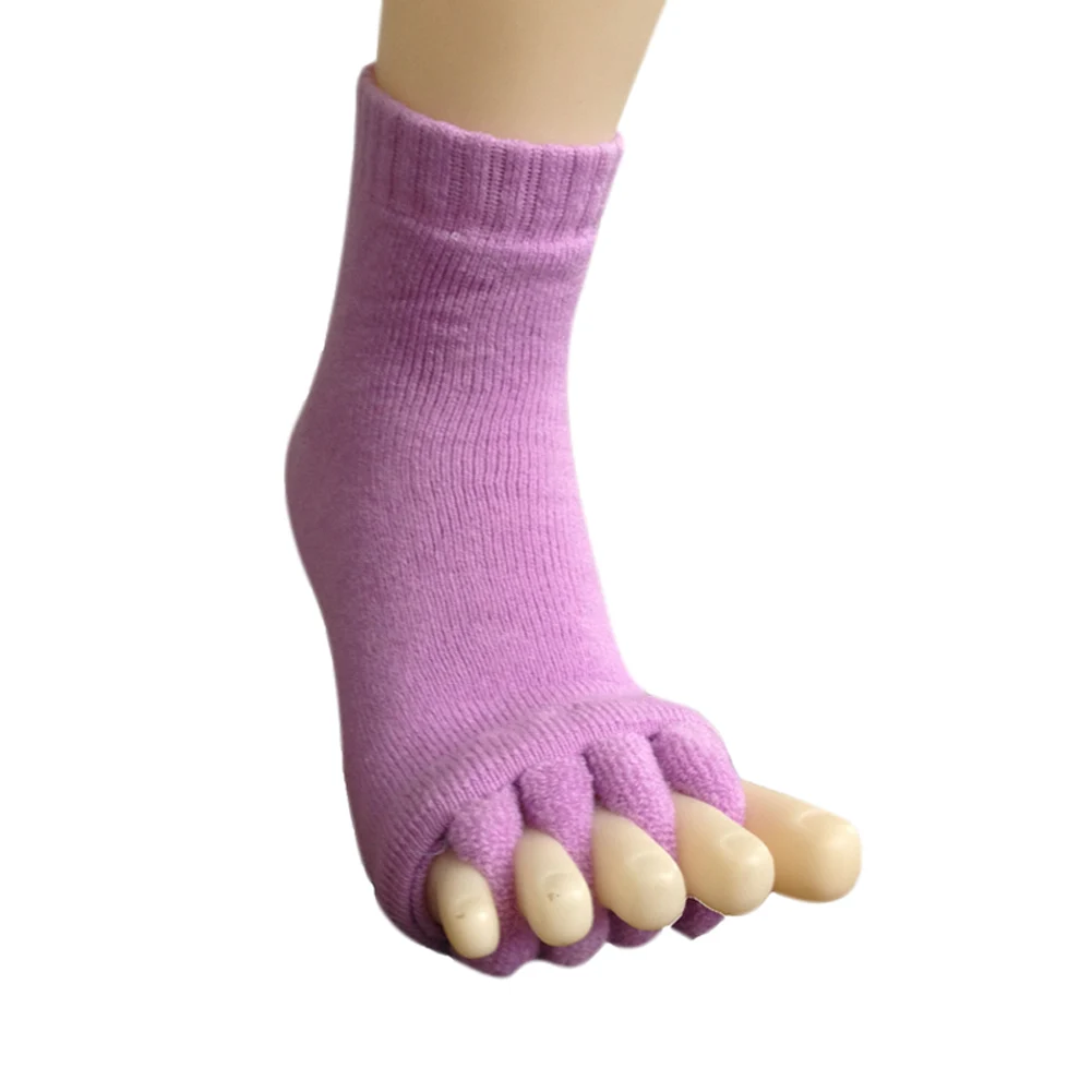 Фиолетовый Men Women Sleeping Health Foot Care Massage Toe Socks Five Fingers Toes Compression Treatment Yoga Socks FI-19ING - Цвет: Фиолетовый