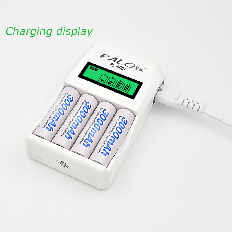 PALO Wholesale PL-NC01 4 Slots LCD Display Smart Intelligent Battery Charger For AA/AAA NiCd NiMh Rechargeable Batteries | Электроника