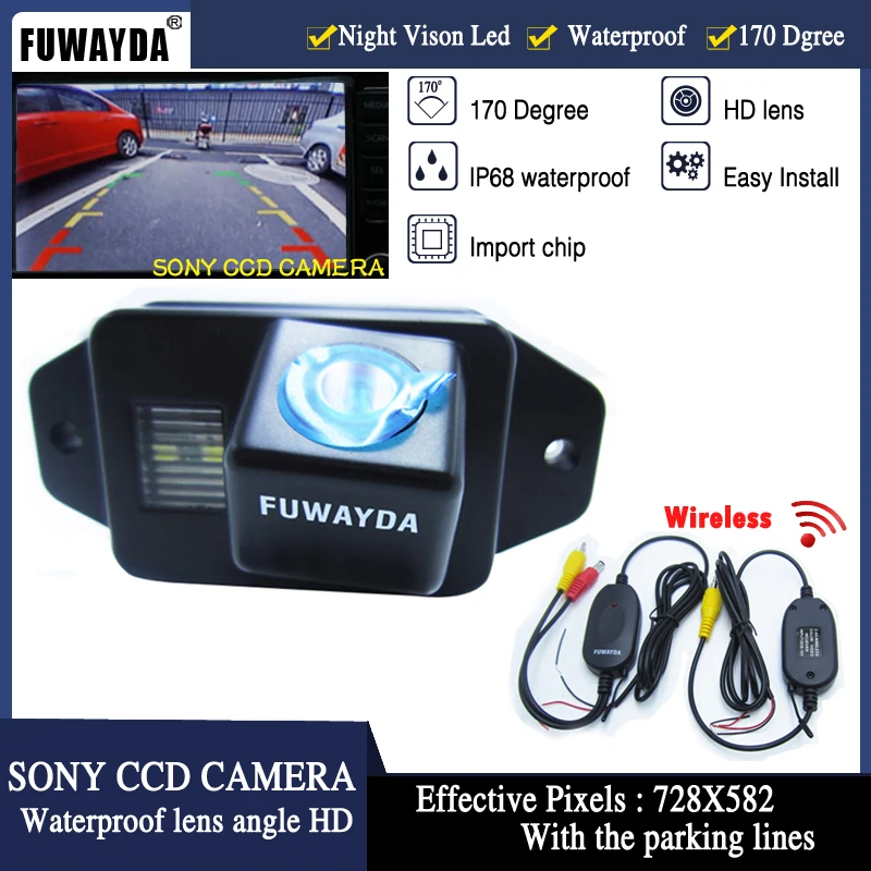 

FUWAYDA Wireless SONY CCD Car Rear View Reverse Backup Parking CAMERA for Toyota Land Cruiser 120 150 Series Prado WATERPROOF HD