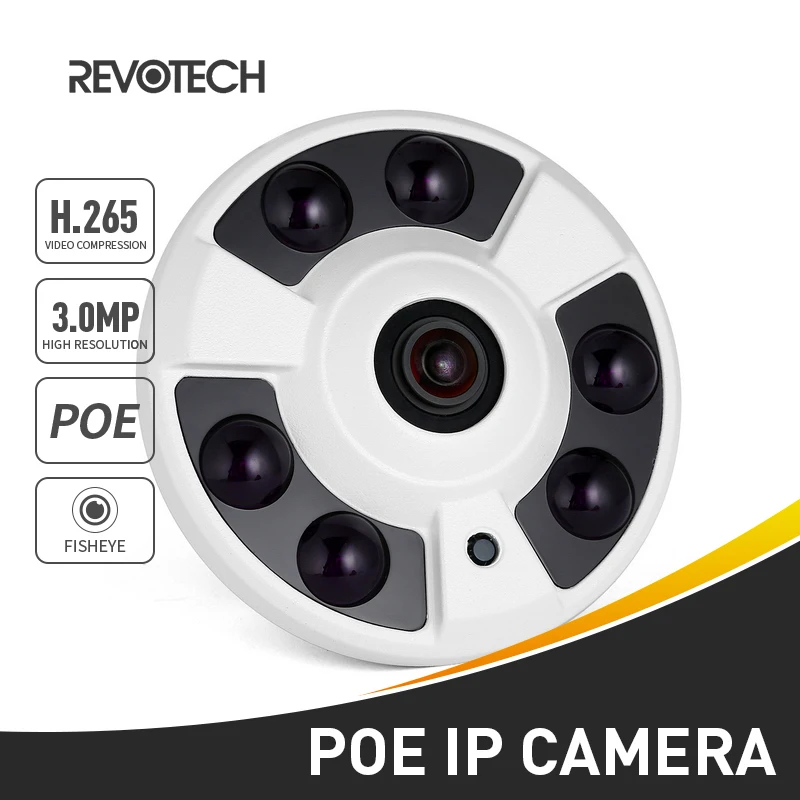IP камера видеонаблюдения H.265 POE рыбий глаз HD 3 Мп 1296P/1080P 6 ИК светодиосветодиодный