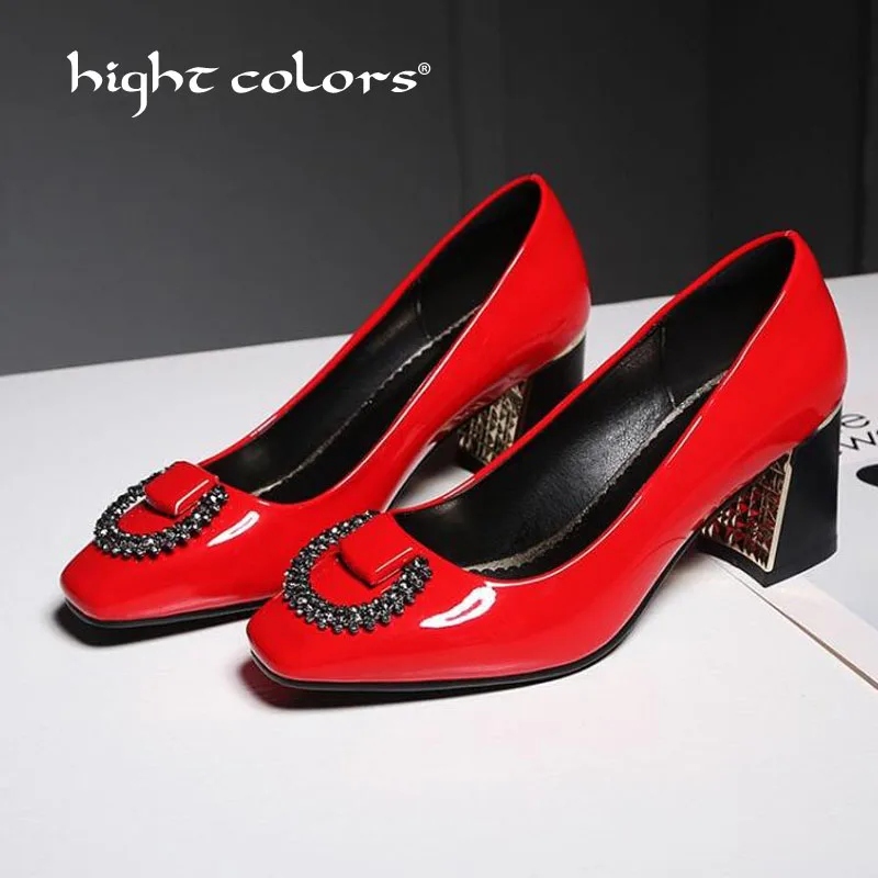 Новинка 100% реальное фото туфли-лодочки на высоком каблуке 6 см с квадратным