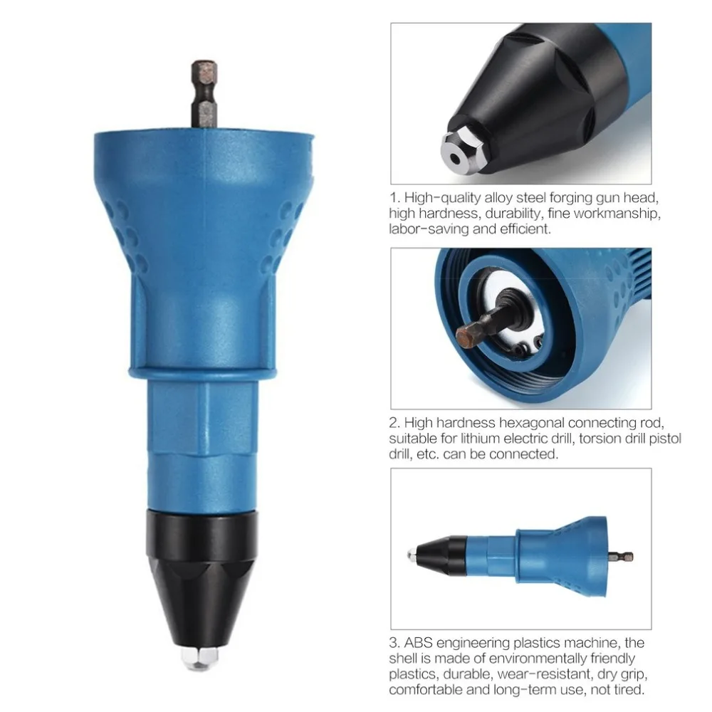 Portable Electric Rivet Blind Nuts Gun Riveting Tool Cordless Drill Adaptor Insert Nut Adapter | Инструменты