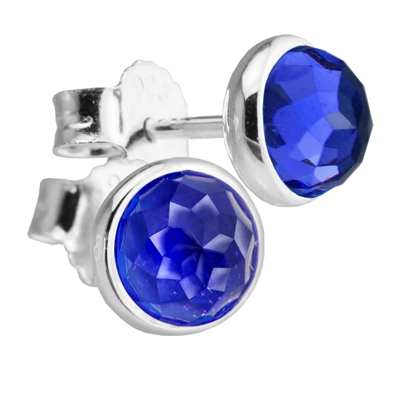 Серьги гвоздики из серебра 100% пробы с синим кристаллом в Лондоне|stud earrings|earrings free