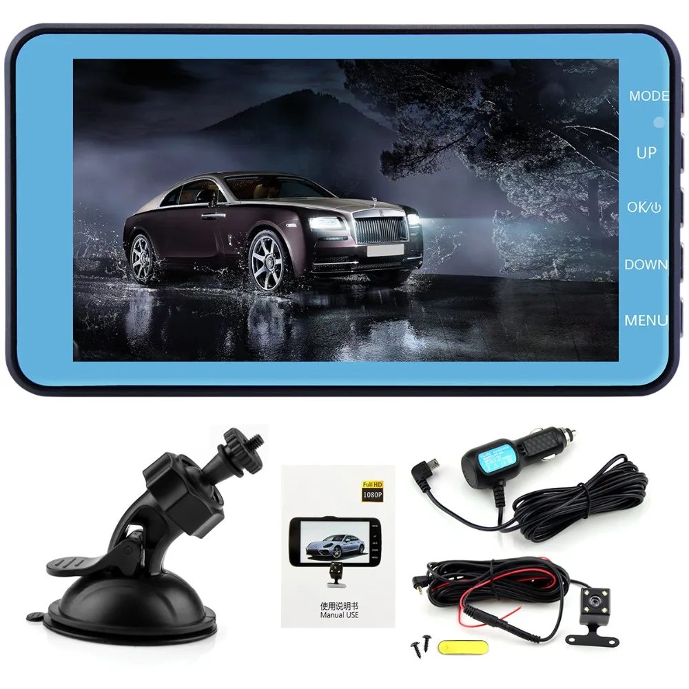 4 &quotHD экран один/двойной объектив Автомобильный видеорегистратор детектор