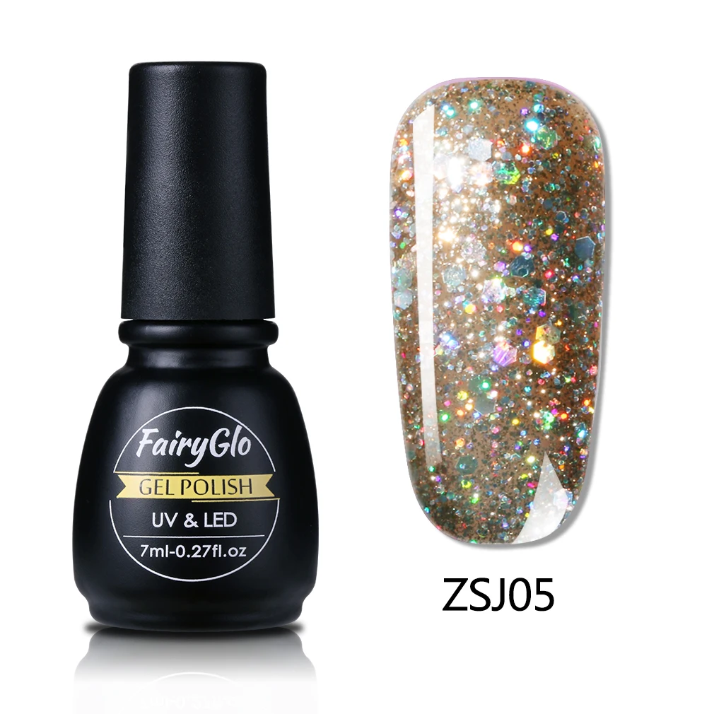 ZSJ05 FairyGlo 7 мл Алмазный УФ-гель для ногтей длинный последний Гибридный Гель-лак краска Лаки лак для ногтей замочить от полупостоянного - Цвет: ZSJ05