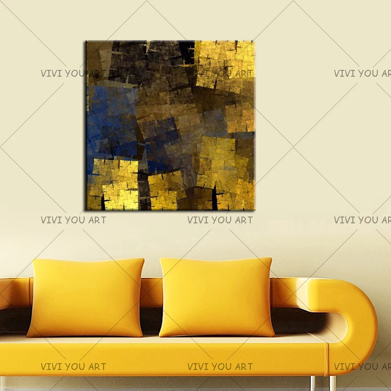 

1pcs free shipping handmade golden snowflake oil painting on canvas modern wall art pictures for living room home decoration