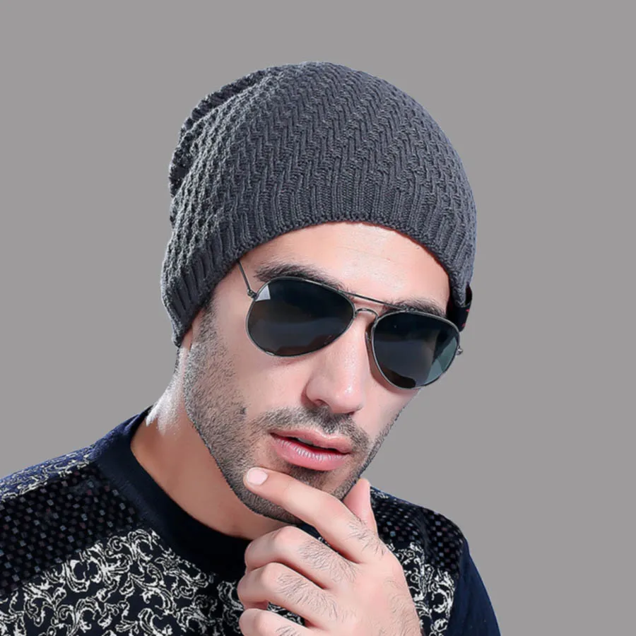 Модные мужские зимние вязаные шапки бини Red Star Mark повседневные однотонные теплые