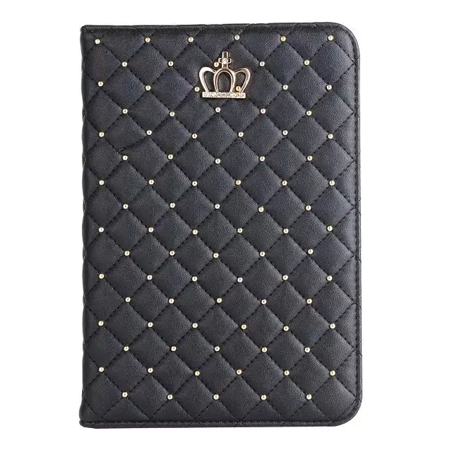 Черный Модная одежда для девочек Чехол для iPad 6 6th поколения 5 5th 9,7 Air 1 2 Корона со стразами из искусственной кожи чехол-подставка Funda Capa+ пленка+ ручка - Цвет: Черный