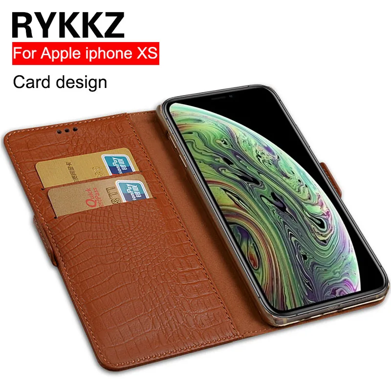 RYKKZ Натуральная кожа откидная крышка для Apple iPhone XR чехол с подставкой X XS Max карты