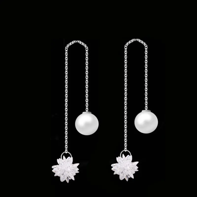 Женские Висячие серьги с цветком снега фианит кристалл 6 видов длинные кисточки